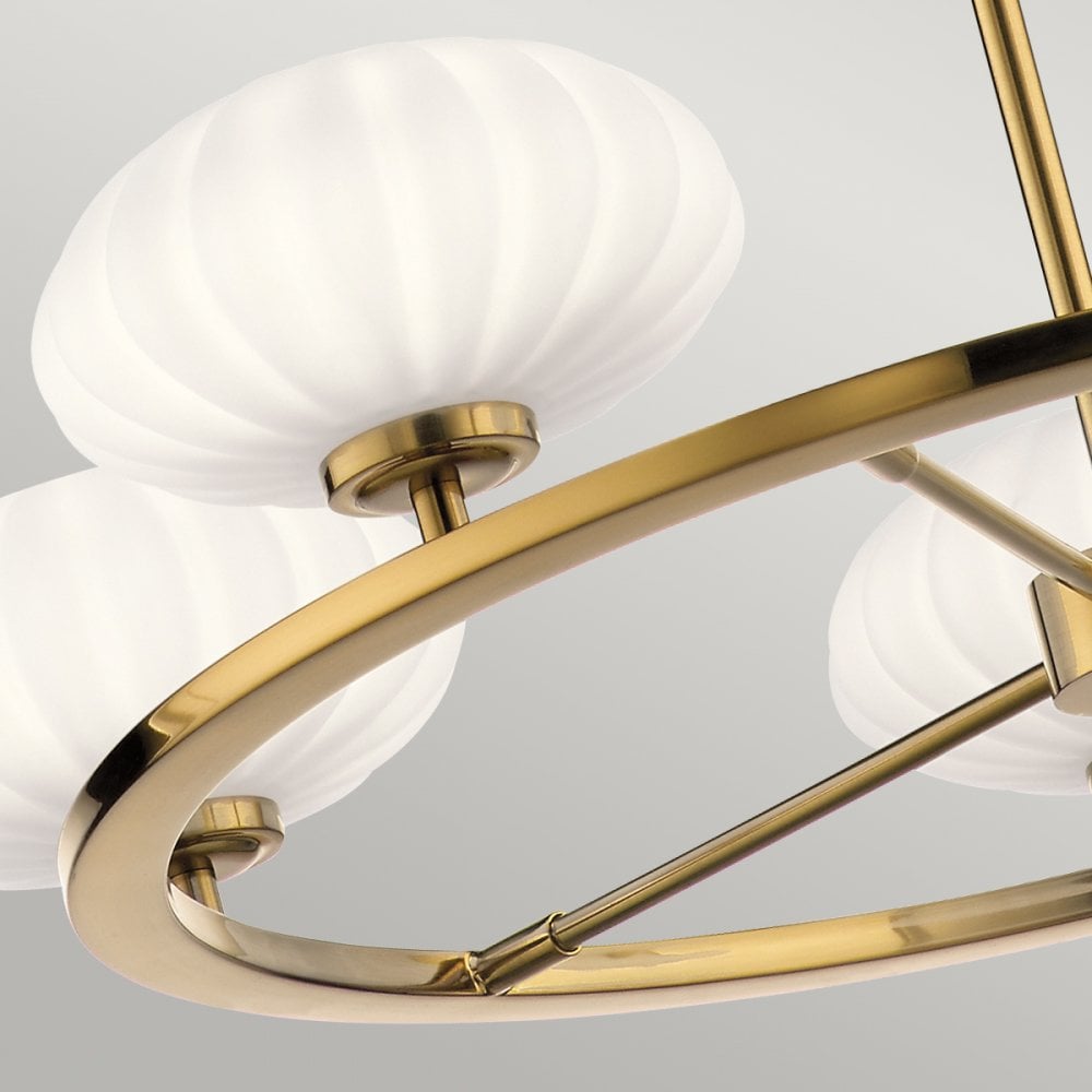 Pim Modern 5 Light Ceiling Chandelier In Fox Gold With Opal Glass IP44 QN-PIM5-FXG