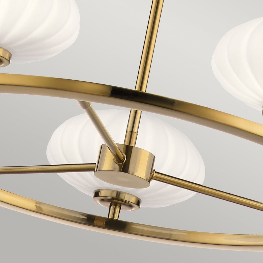 Pim Modern 5 Light Ceiling Chandelier In Fox Gold With Opal Glass IP44 QN-PIM5-FXG