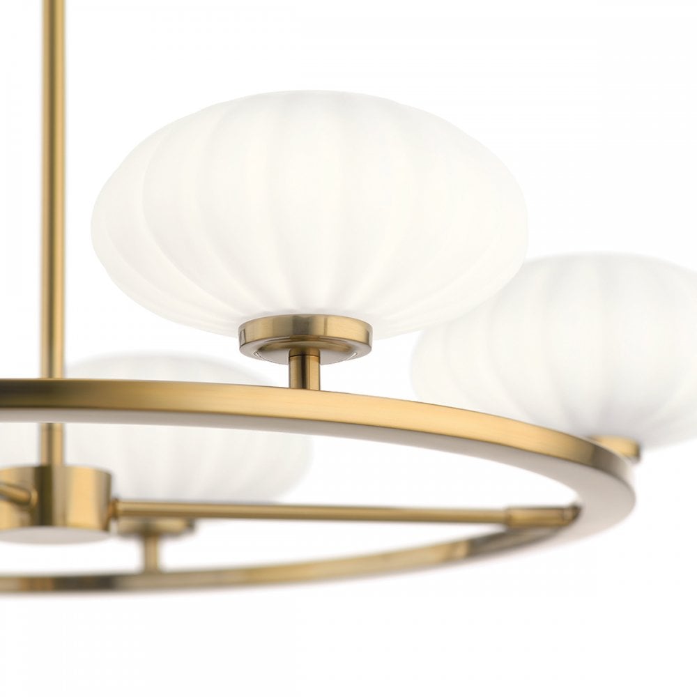 Pim Modern 5 Light Ceiling Chandelier In Fox Gold With Opal Glass IP44 QN-PIM5-FXG