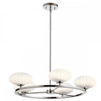 Pim Modern 5 Light Ceiling Chandelier In Polished Chrome With Opal Glass IP44 QN-PIM5-PC
