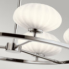 Pim Modern 5 Light Ceiling Chandelier In Polished Chrome With Opal Glass IP44 QN-PIM5-PC