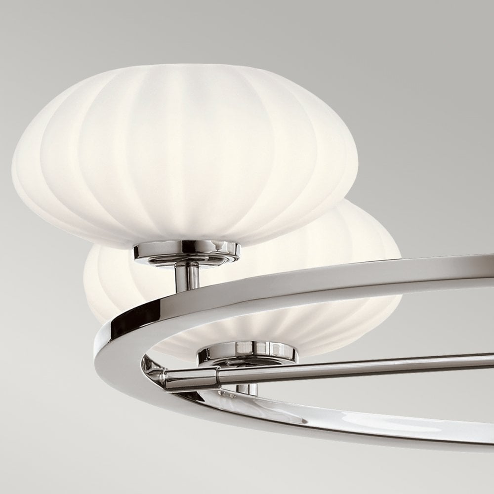 Pim Modern 5 Light Ceiling Chandelier In Polished Chrome With Opal Glass IP44 QN-PIM5-PC