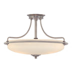 Modern 4 Light Antique Nickel and Etched Shade Semi-Flush Ceiling Light QZ/GRIFFIN/SFMAN