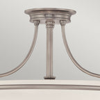 Modern 4 Light Antique Nickel and Etched Shade Semi-Flush Ceiling Light QZ/GRIFFIN/SFMAN