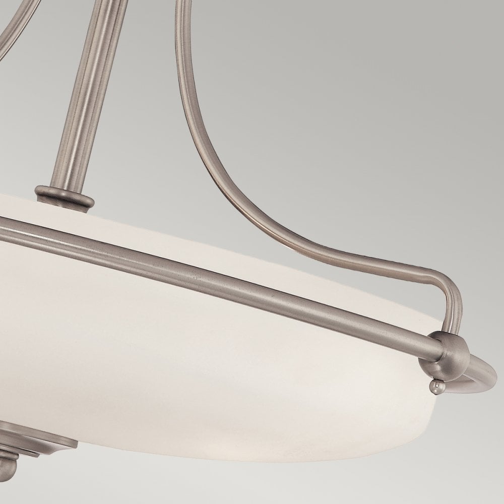 Modern 4 Light Antique Nickel and Etched Shade Semi-Flush Ceiling Light QZ/GRIFFIN/SFMAN