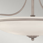 Modern 4 Light Antique Nickel and Etched Shade Semi-Flush Ceiling Light QZ/GRIFFIN/SFMAN