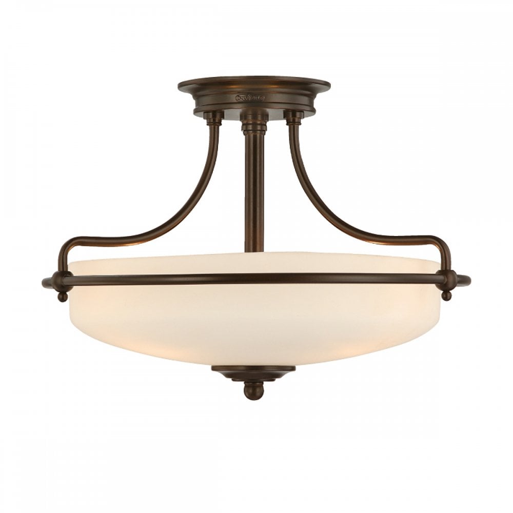Griffin 3 Light Semi Flush Ceiling Light In Palladian Bronze Finish QZ/GRIFFIN/SFSPN