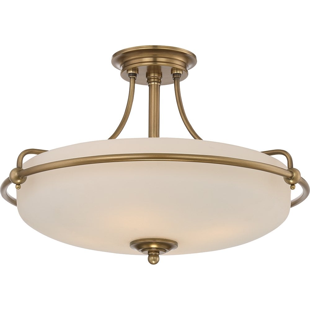 Griffin 4 Light Semi Flush Ceiling Light In Weathered Brass Finish QZ-GRIFFIN-SFM-WS