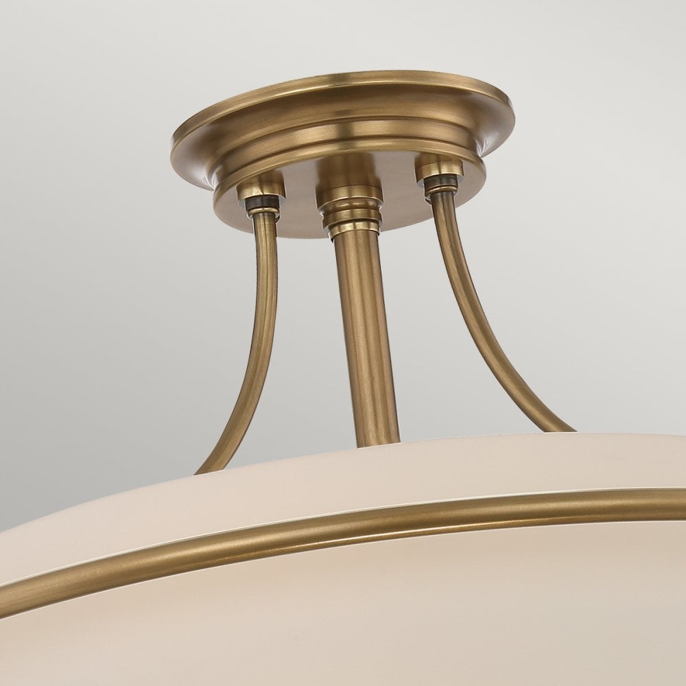 Griffin 4 Light Semi Flush Ceiling Light In Weathered Brass Finish QZ-GRIFFIN-SFM-WS