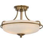 Griffin 3 Light Semi Flush Ceiling Light In Weathered Brass Finish QZ-GRIFFIN-SFS-WS