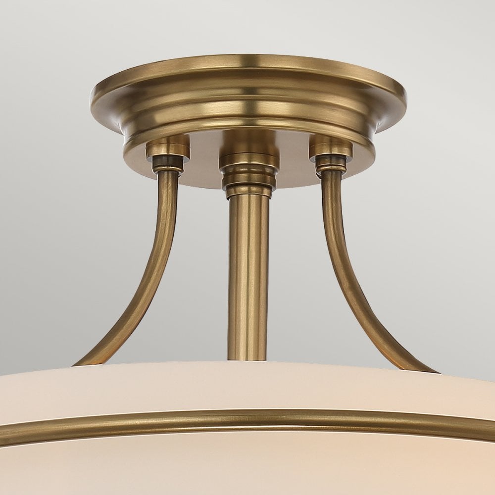 Griffin 3 Light Semi Flush Ceiling Light In Weathered Brass Finish QZ-GRIFFIN-SFS-WS