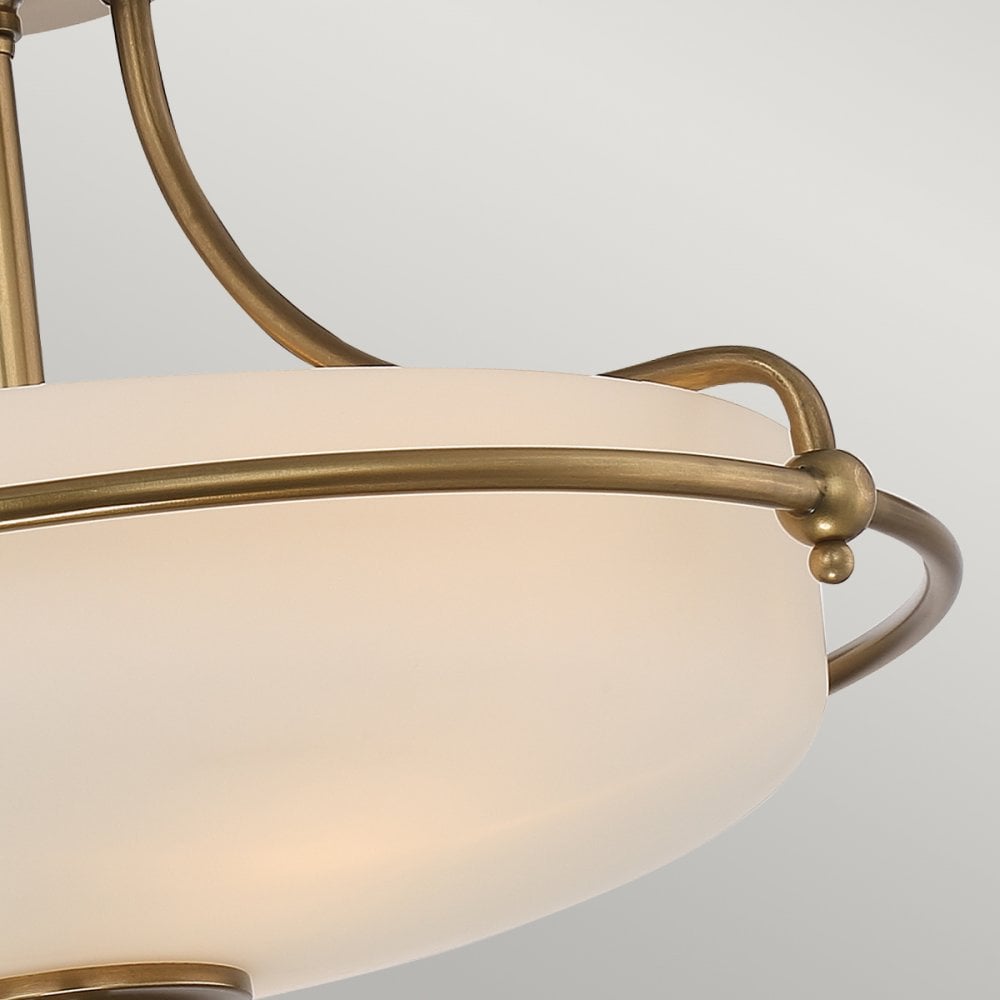 Griffin 3 Light Semi Flush Ceiling Light In Weathered Brass Finish QZ-GRIFFIN-SFS-WS