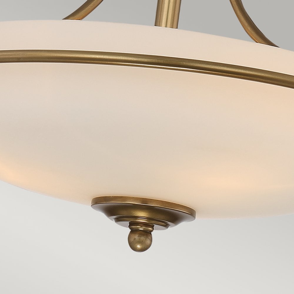 Griffin 3 Light Semi Flush Ceiling Light In Weathered Brass Finish QZ-GRIFFIN-SFS-WS
