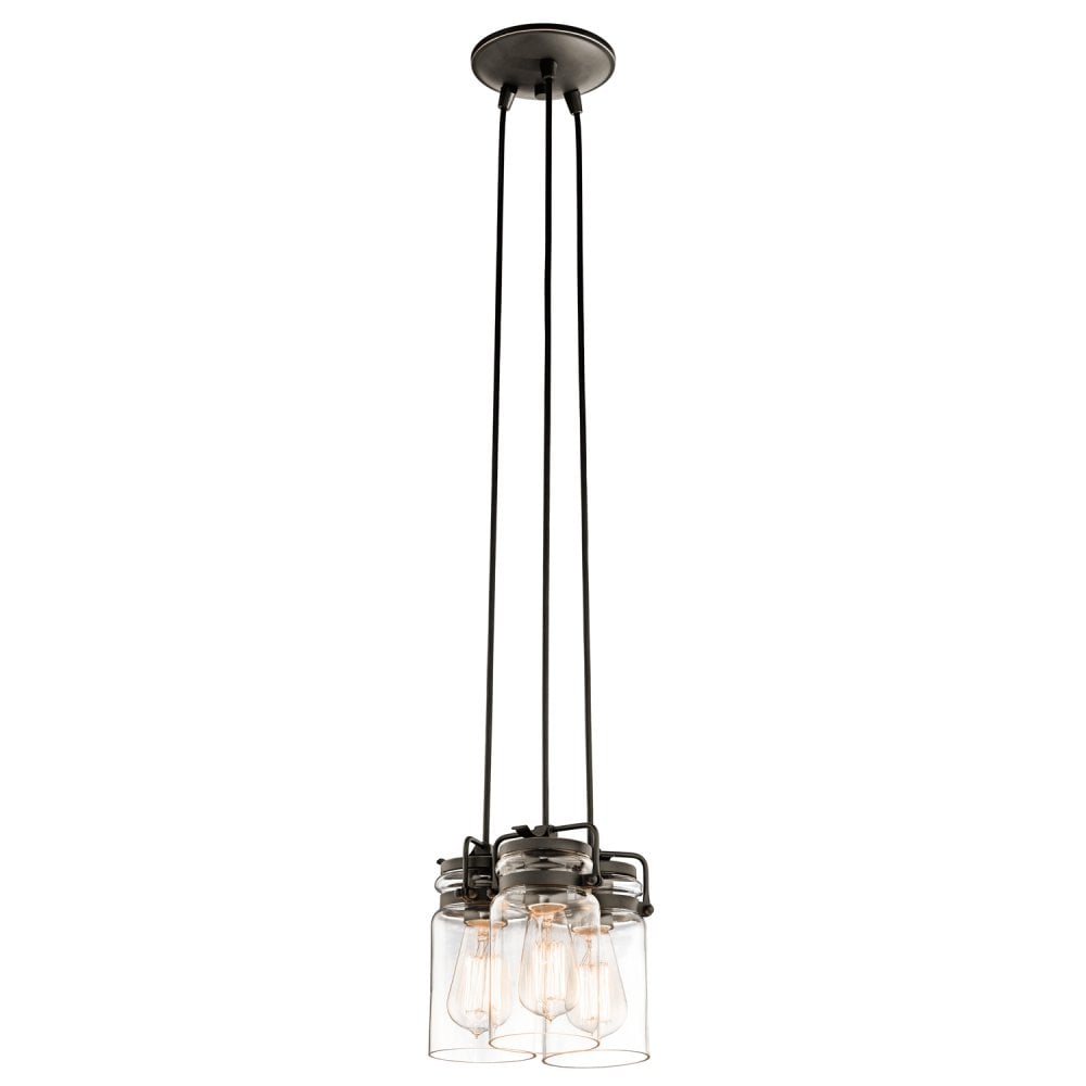 Brinley 3 Light Bronze Vintage Cluster Ceiling Pendant Light KL-BRINLEY3-OZ