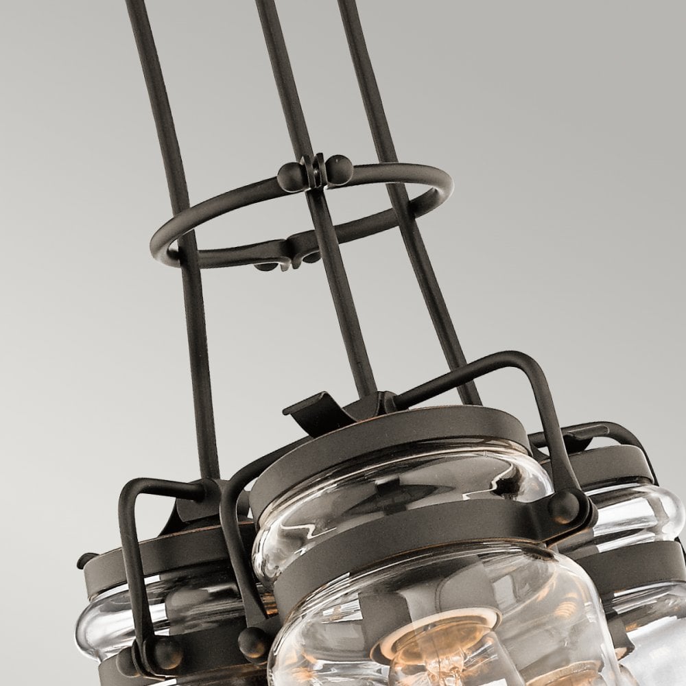 Brinley 3 Light Bronze Vintage Cluster Ceiling Pendant Light KL-BRINLEY3-OZ