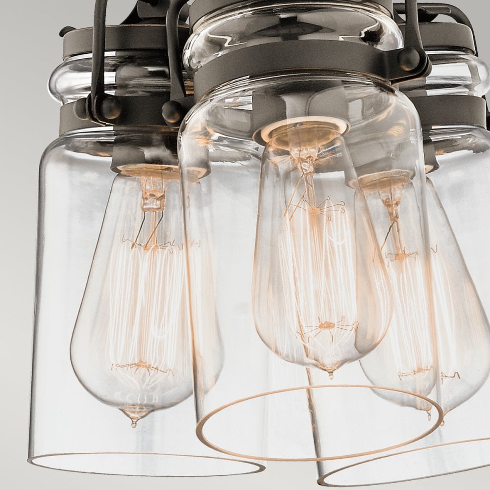 Brinley 3 Light Bronze Vintage Cluster Ceiling Pendant Light KL-BRINLEY3-OZ