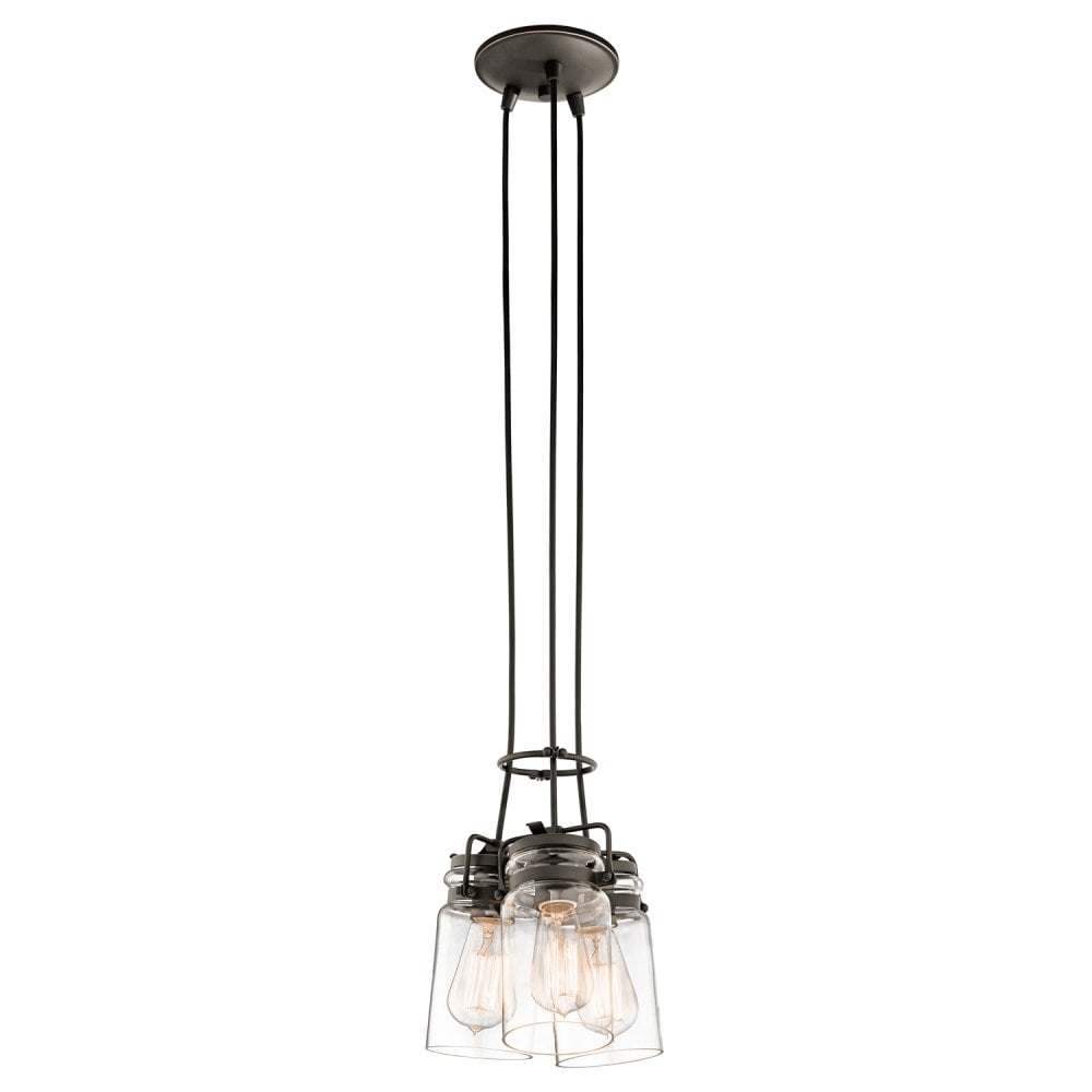 Brinley 3 Light Bronze Vintage Cluster Ceiling Pendant Light KL-BRINLEY3-OZ