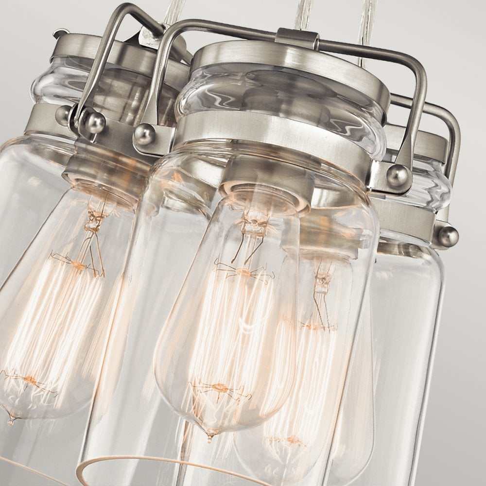 Brinley 3 Light Ceiling Pendant Fitting In Brushed Nickel Finish KL-BRINLEY3-NI
