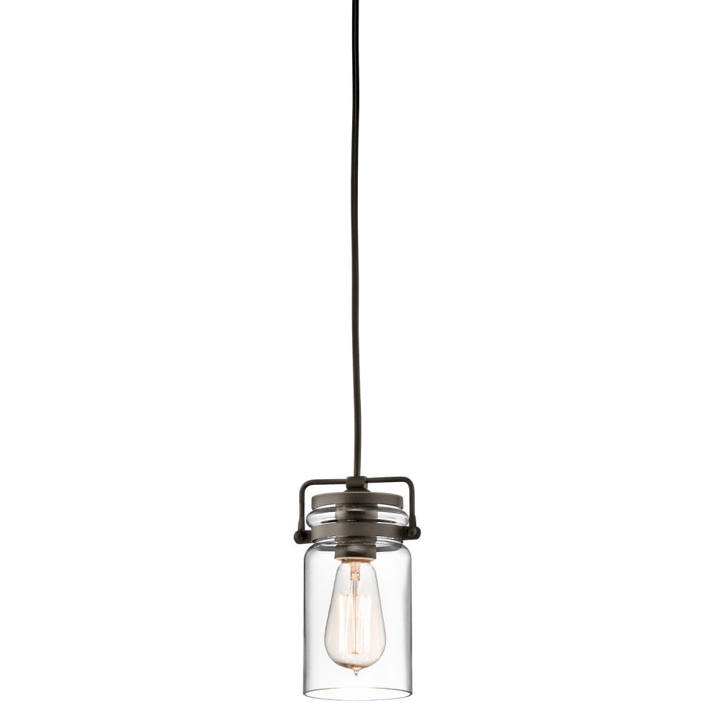 Brinley 1 Light Bronze Vintage Glass Ceiling Pendant Light KL-BRINLEY-MP