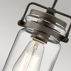 Brinley 1 Light Bronze Vintage Glass Ceiling Pendant Light KL-BRINLEY-MP
