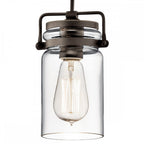 Brinley 1 Light Bronze Vintage Glass Ceiling Pendant Light KL-BRINLEY-MP