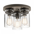 Brinley 3 Light Flush Ceiling Fitting In Olde Bronze Finish KL-BRINLEY-F-OZ