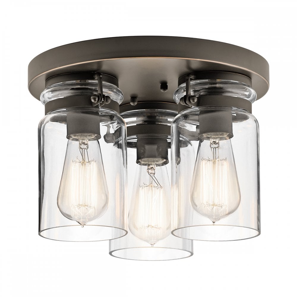 Brinley 3 Light Flush Ceiling Fitting In Olde Bronze Finish KL-BRINLEY-F-OZ