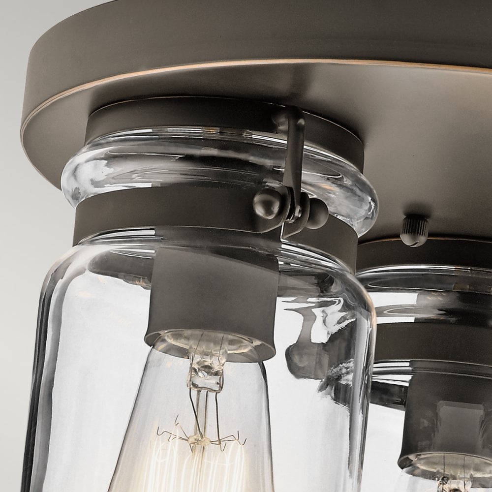 Brinley 3 Light Flush Ceiling Fitting In Olde Bronze Finish KL-BRINLEY-F-OZ