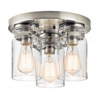 Brinley 3 Light Flush Ceiling Fitting In Brushed Nickel Finish KL-BRINLEY-F-NI