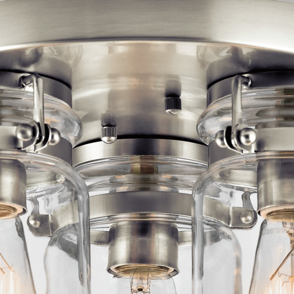 Brinley 3 Light Flush Ceiling Fitting In Brushed Nickel Finish KL-BRINLEY-F-NI