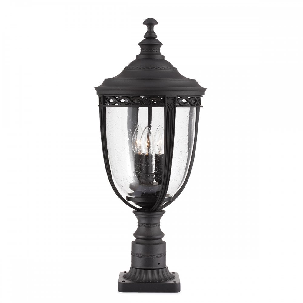 English Bridle Outdoor Large Pedestal Lantern In Black Finish FE-EB3-L-BLK