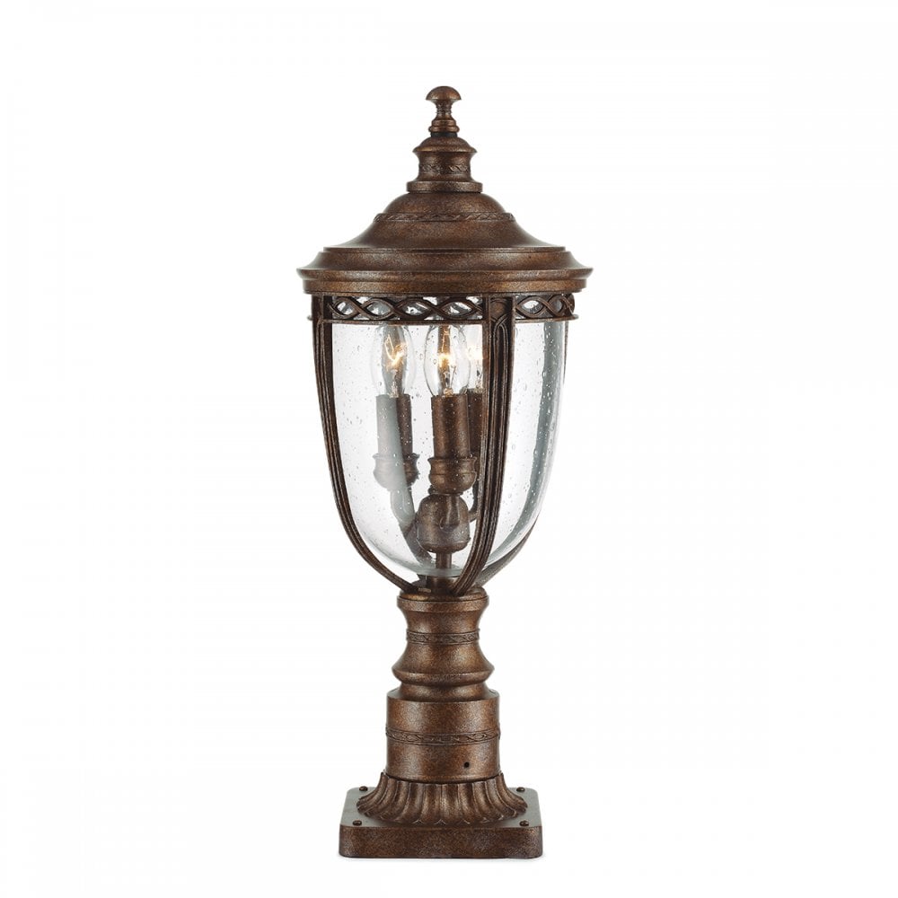 English Bridle Outdoor Medium Pedestal Lantern In British Bronze Finish FE-EB3-M-BRB