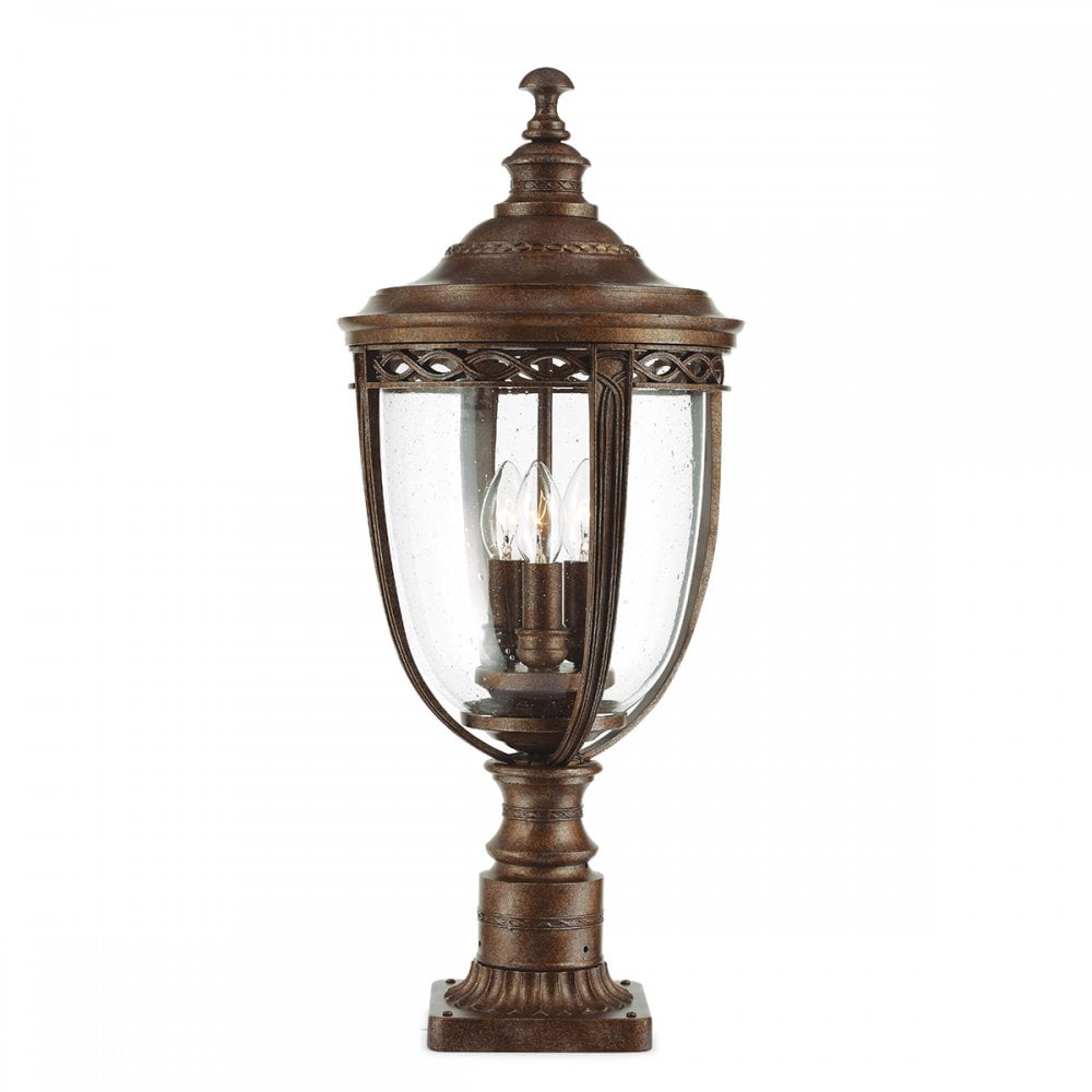 English Bridle Outdoor Large Pedestal Lantern In British Bronze Finish FE-EB3-L-BRB