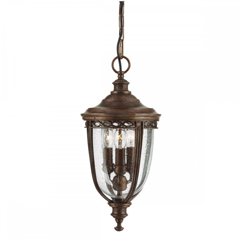 English Bridle Outdoor Medium Chain Ceiling Lantern In British Bronze FE-EB8-M-BRB
