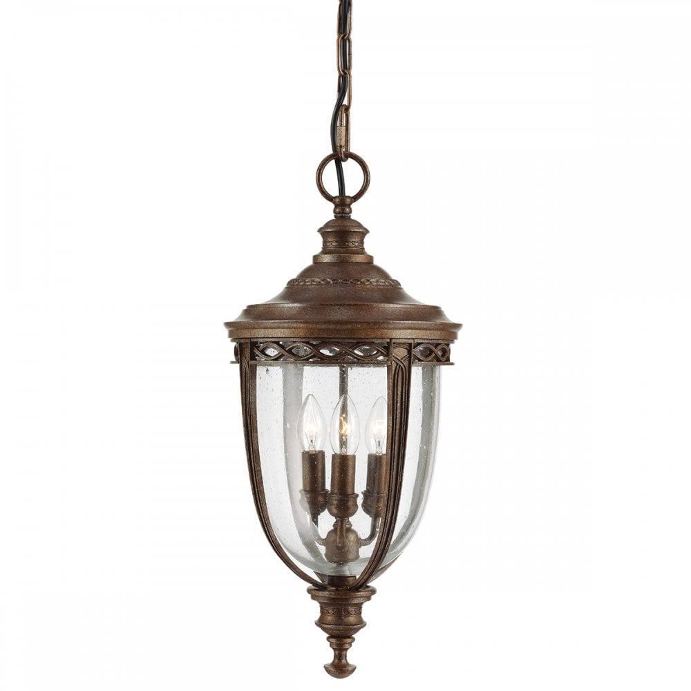 English Bridle Outdoor Large Chain Ceiling Lantern In British Bronze Finish FE-EB8-L-BRB