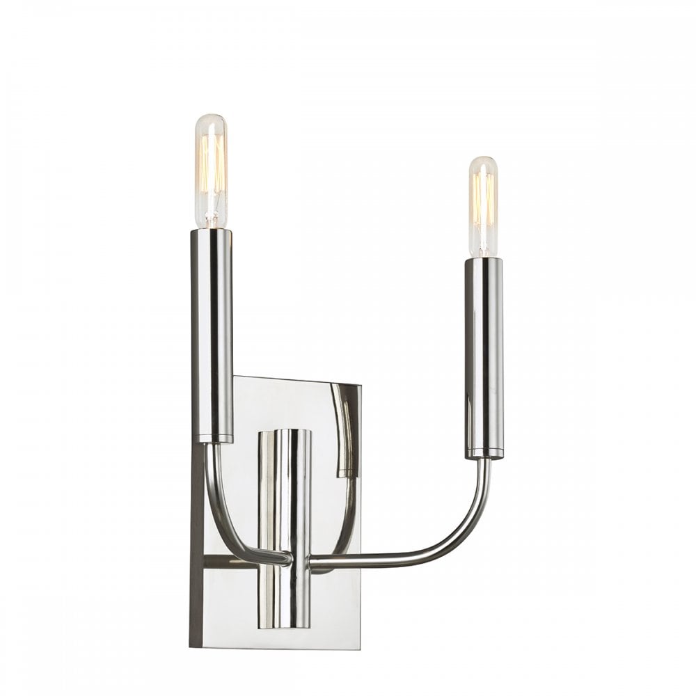 Brianna Elegant Double Wall Light In Polished Nickel Finish With Linen Shades FE-BRIANNA2-PN