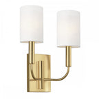 Brianna Elegant Double Wall Light In Burnished Brass Finish With Linen Shades FE-BRIANNA2-BB