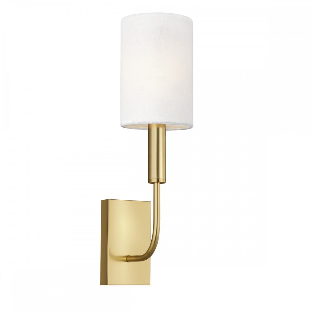 Brianna Elegant Single Wall Light In Burnished Brass Finish With Linen Shade FE-BRIANNA1-BB