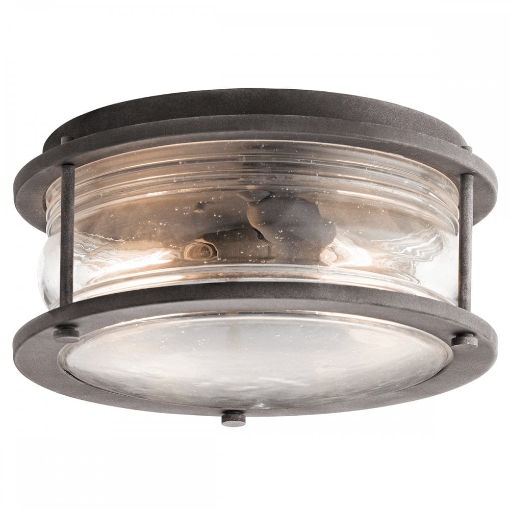 Ashland Bay Outdoor Ceiling Flush Light In Weathered Zinc Finish KL-ASHLANDBAY-F