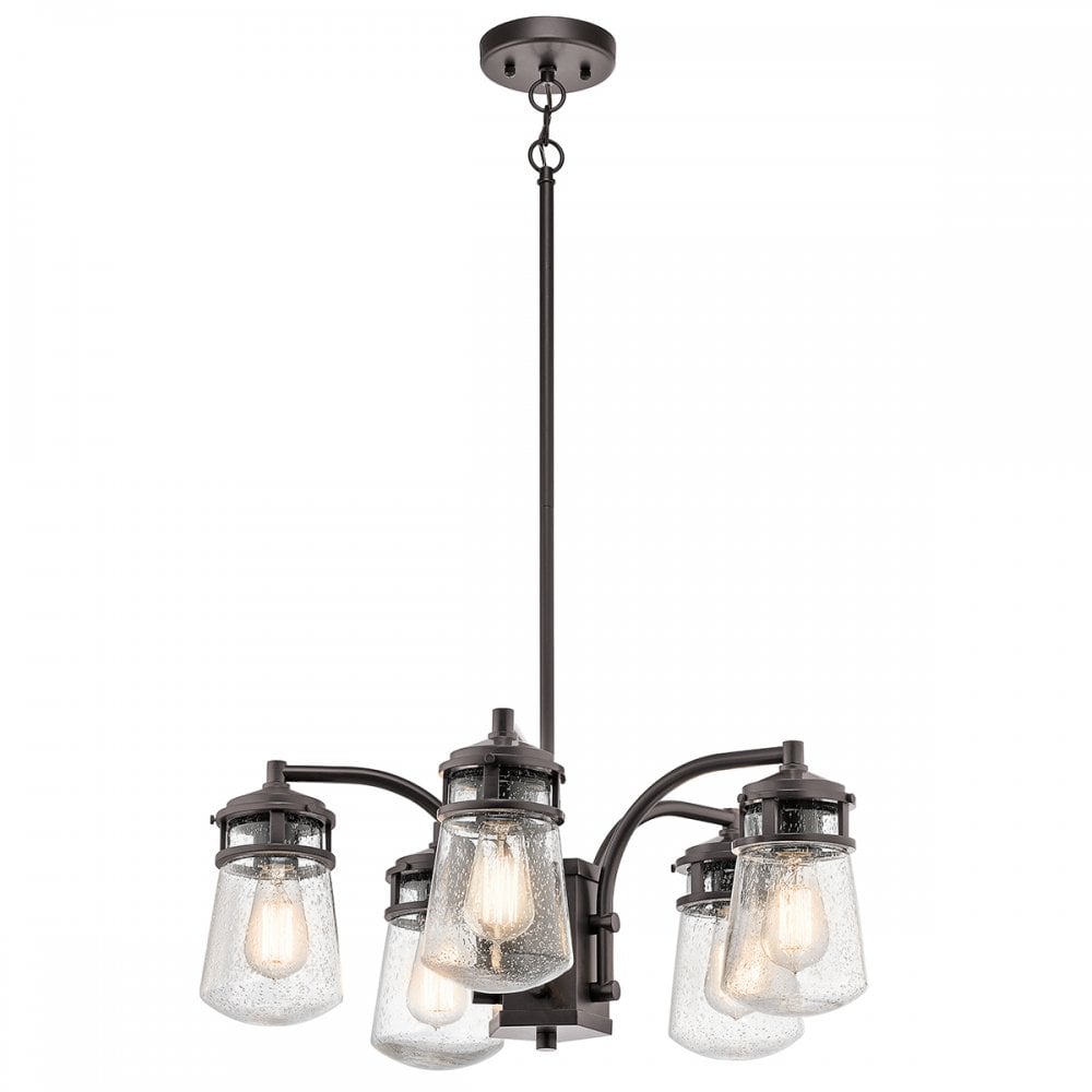 Lyndon Exterior Ceiling Chandelier In Architectural Bronze KL-LYNDON-5P-AZ