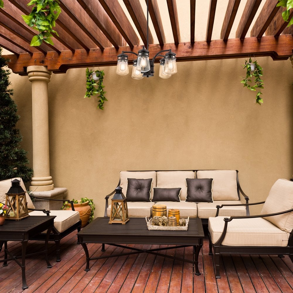 Lyndon Exterior Ceiling Chandelier In Architectural Bronze KL-LYNDON-5P-AZ