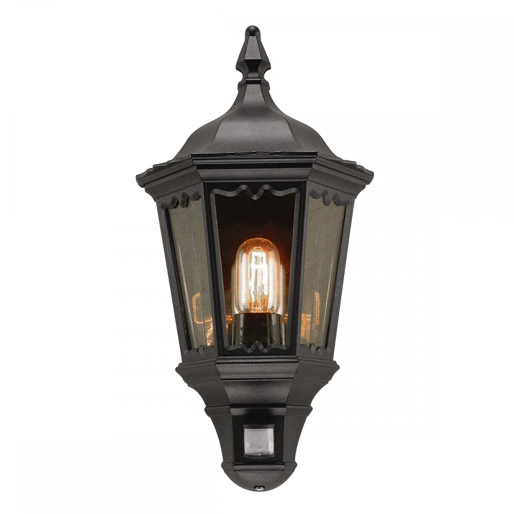 Medstead Outdoor PIR Half Wall Lantern In Black Finish MD7 PIR