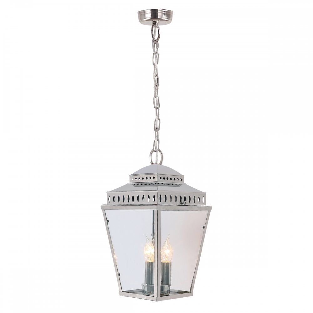 Mansion House Outdoor Chain Lantern in Nickel Finish MANSION-HOUSE8-PN