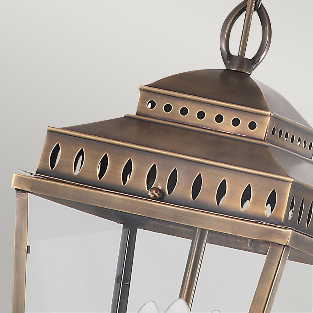Mansion House Ceiling Chain Lantern In Aged Brass Finish IP44 MANSION-HOUSE8-BR