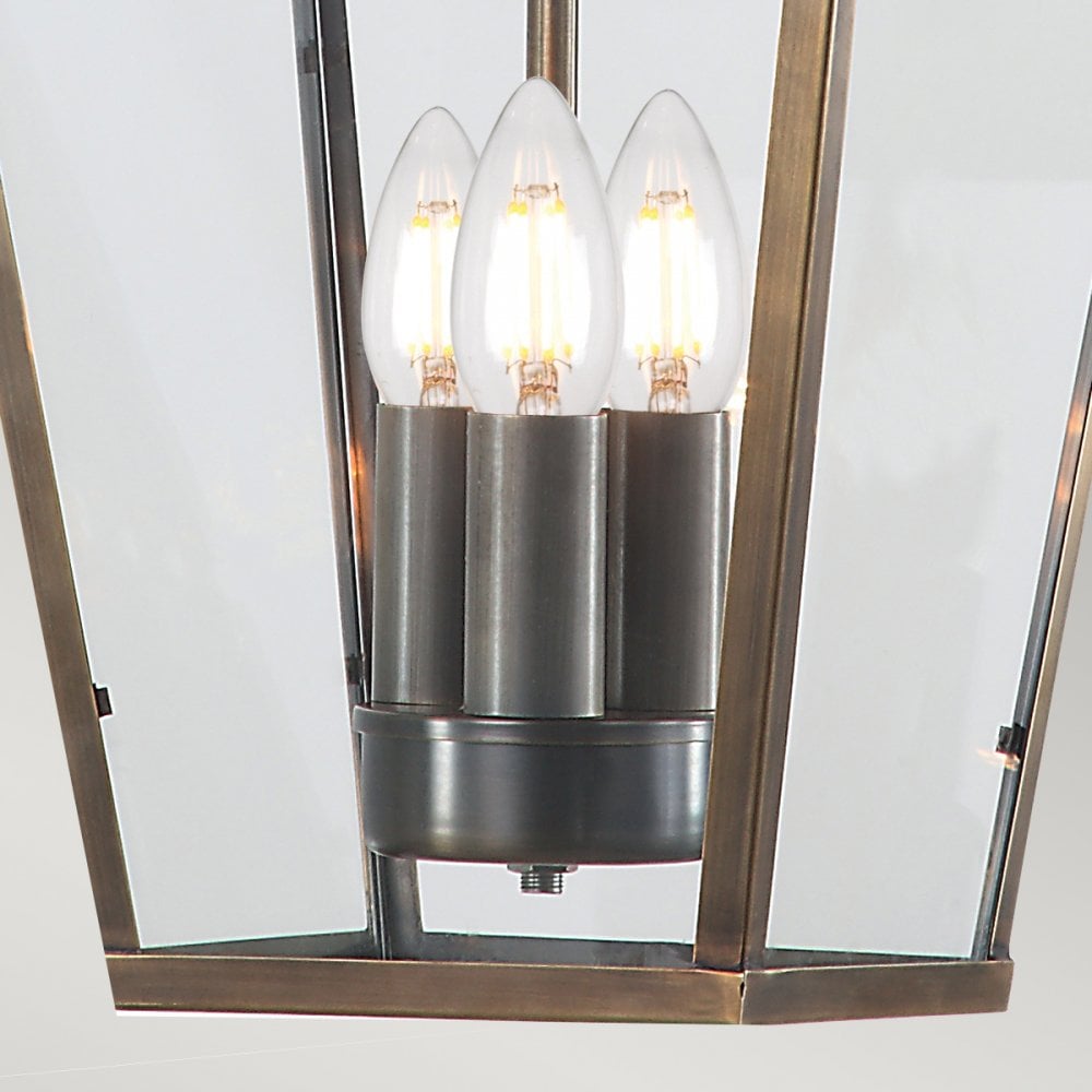 Mansion House Ceiling Chain Lantern In Aged Brass Finish IP44 MANSION-HOUSE8-BR