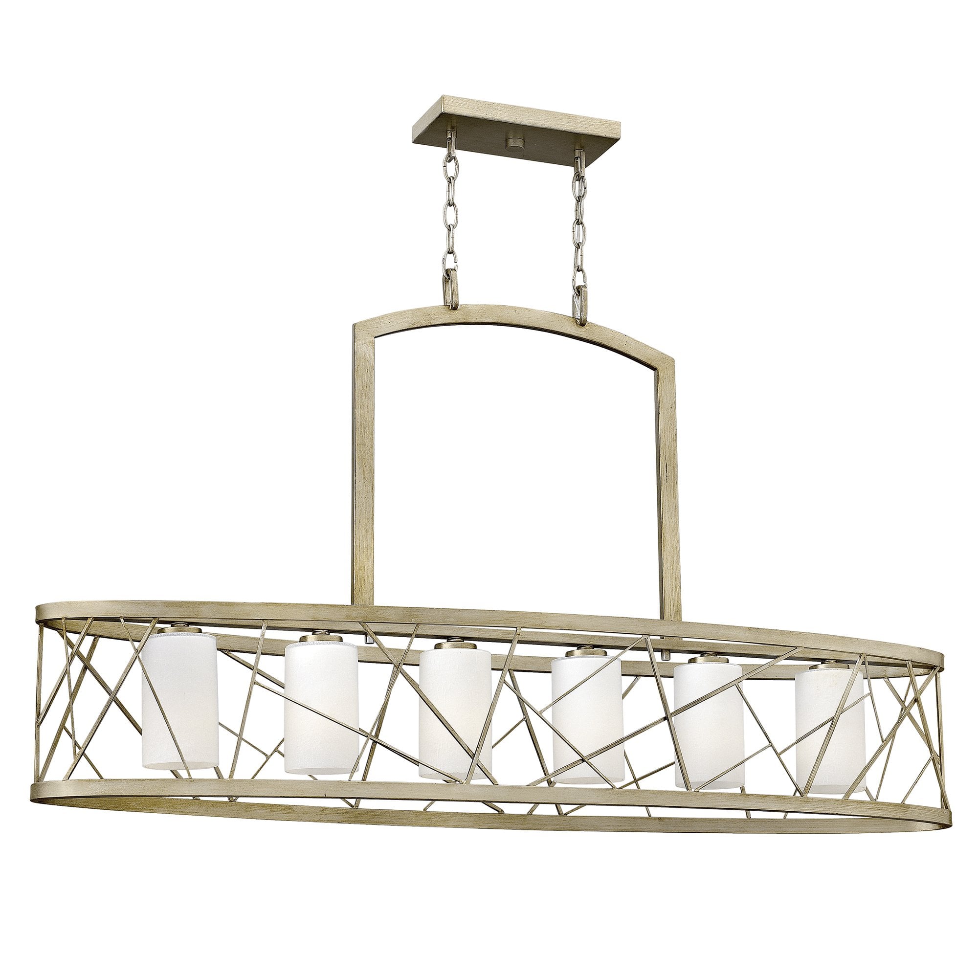 Nest 6 Light Island Chandelier in Silver Leaf Finish HK-NEST6-ISLE-SL