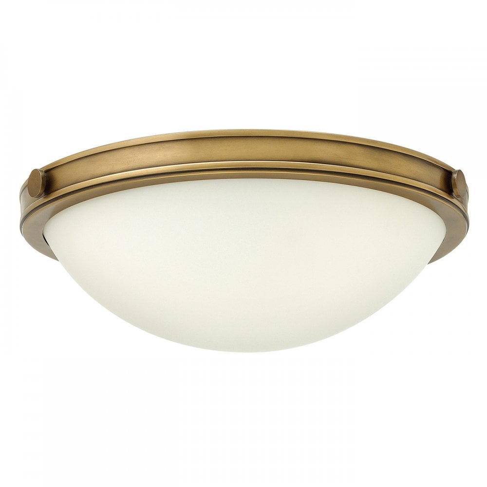 Collier Small Flush Ceiling Light In Heritage Brass Finish HK-COLLIER-F-S