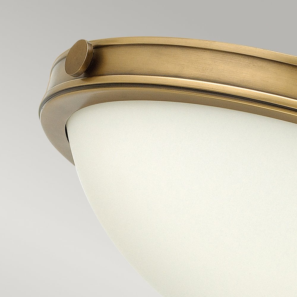 Collier Small Flush Ceiling Light In Heritage Brass Finish HK-COLLIER-F-S