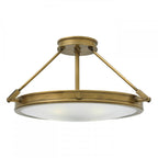 Collier Medium Semi Flush Ceiling Light In Heritage Brass Finish HK-COLLIER-SF-M