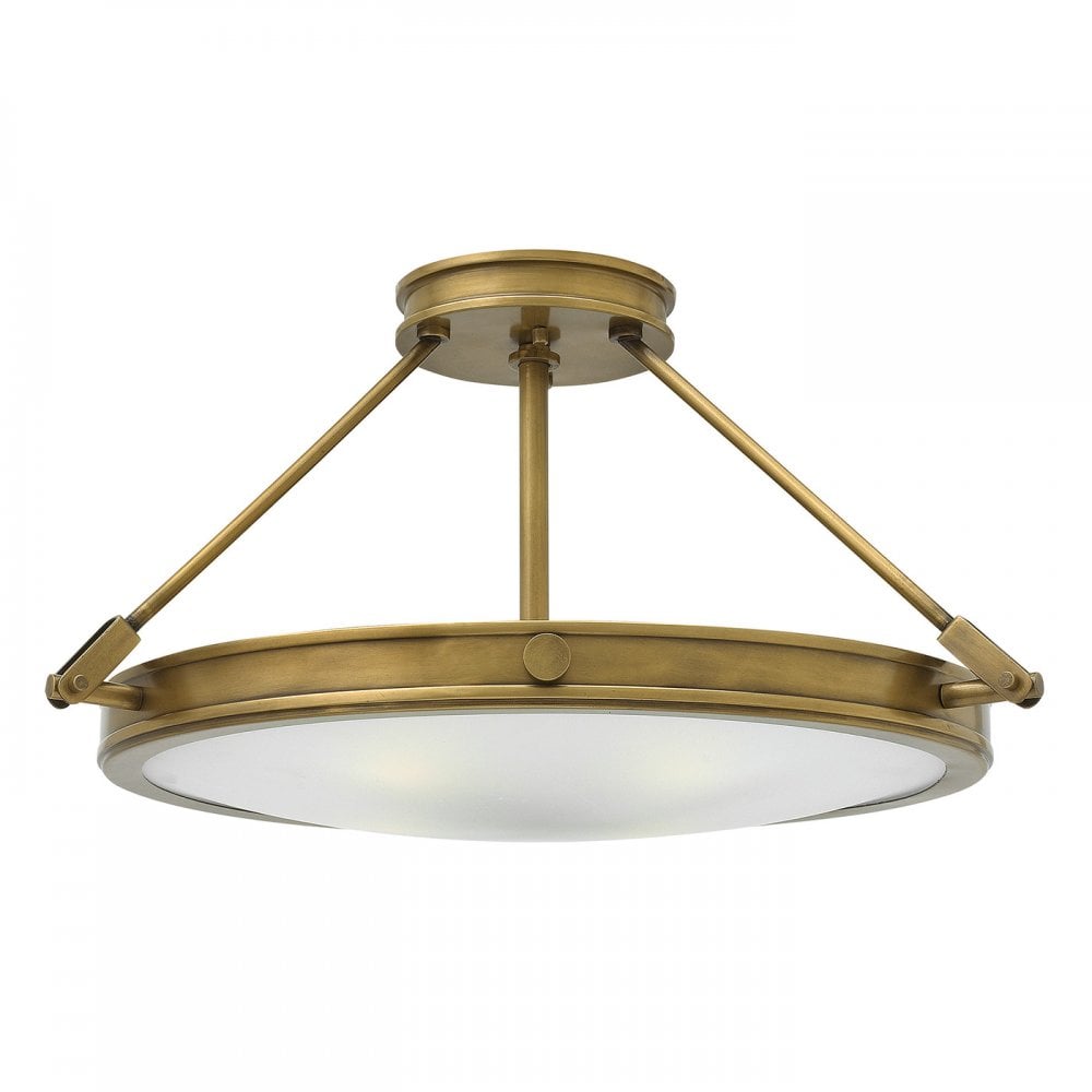 Collier Medium Semi Flush Ceiling Light In Heritage Brass Finish HK-COLLIER-SF-M